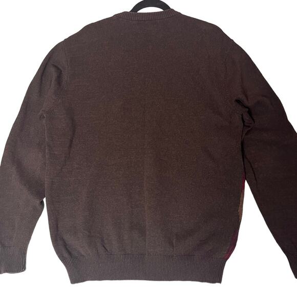 Vintage Y2K Dad Sweater Men’s Large Geometric Fall Neutral Earth Tones Argyle - Picture 3 of 8